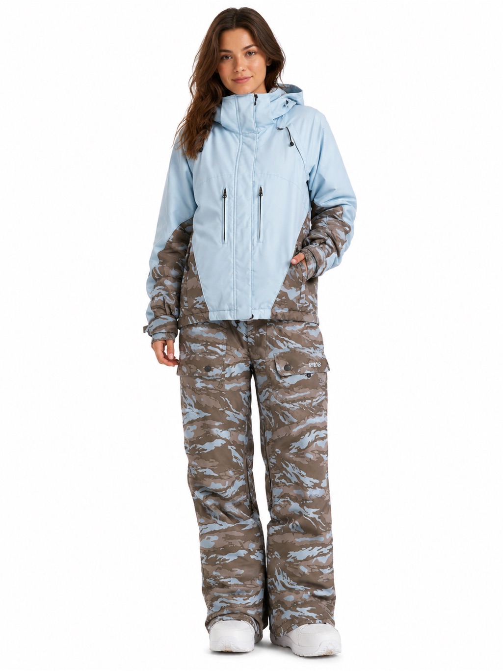 Turbine Women’s Snowboard Jacket And Pants S Blue Grey Camo Print